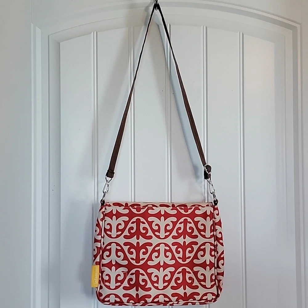 Infantino Savvy Bag - Red and Cream Patterned Shoulder Diaper Bag / Purse
